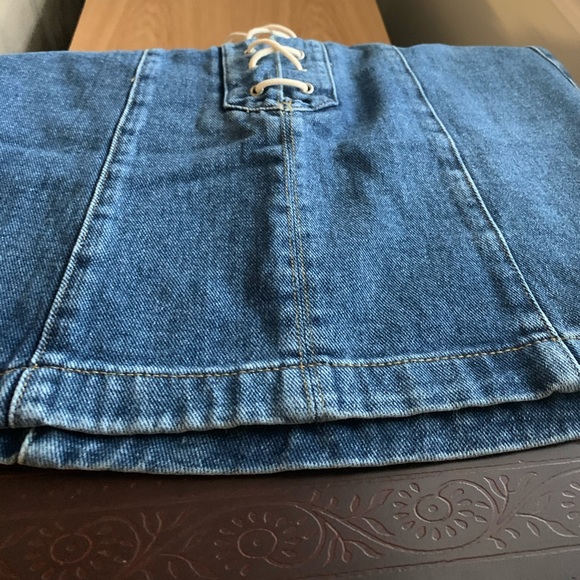 Dark-Wash Denim Tie-Up Skirt - Picture 3 of 5